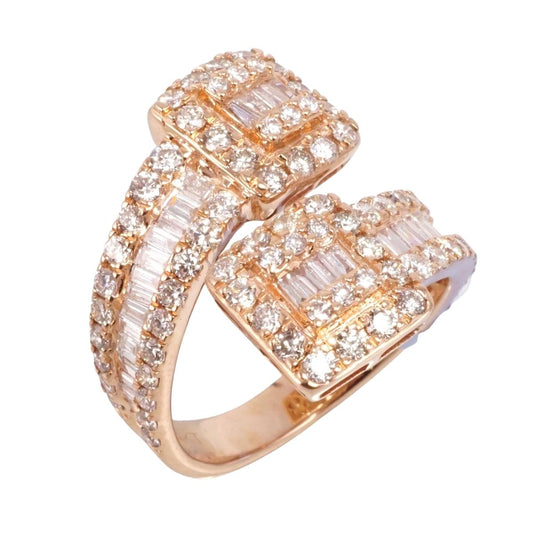 14k Rose Gold Diamond Double Square Ring image 0
