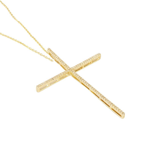 14k Diamond Gold Cross Pendant image 1