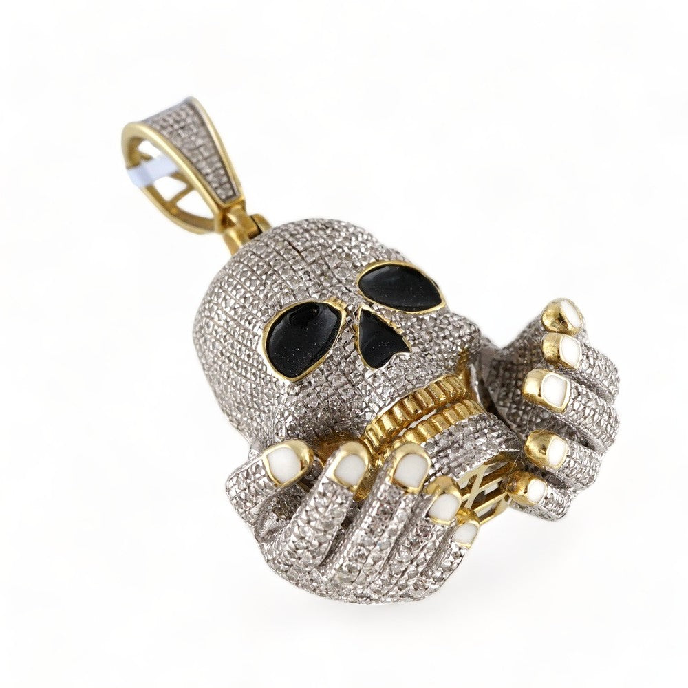 10k Yellow Gold Diamond Skull Pendant image 2