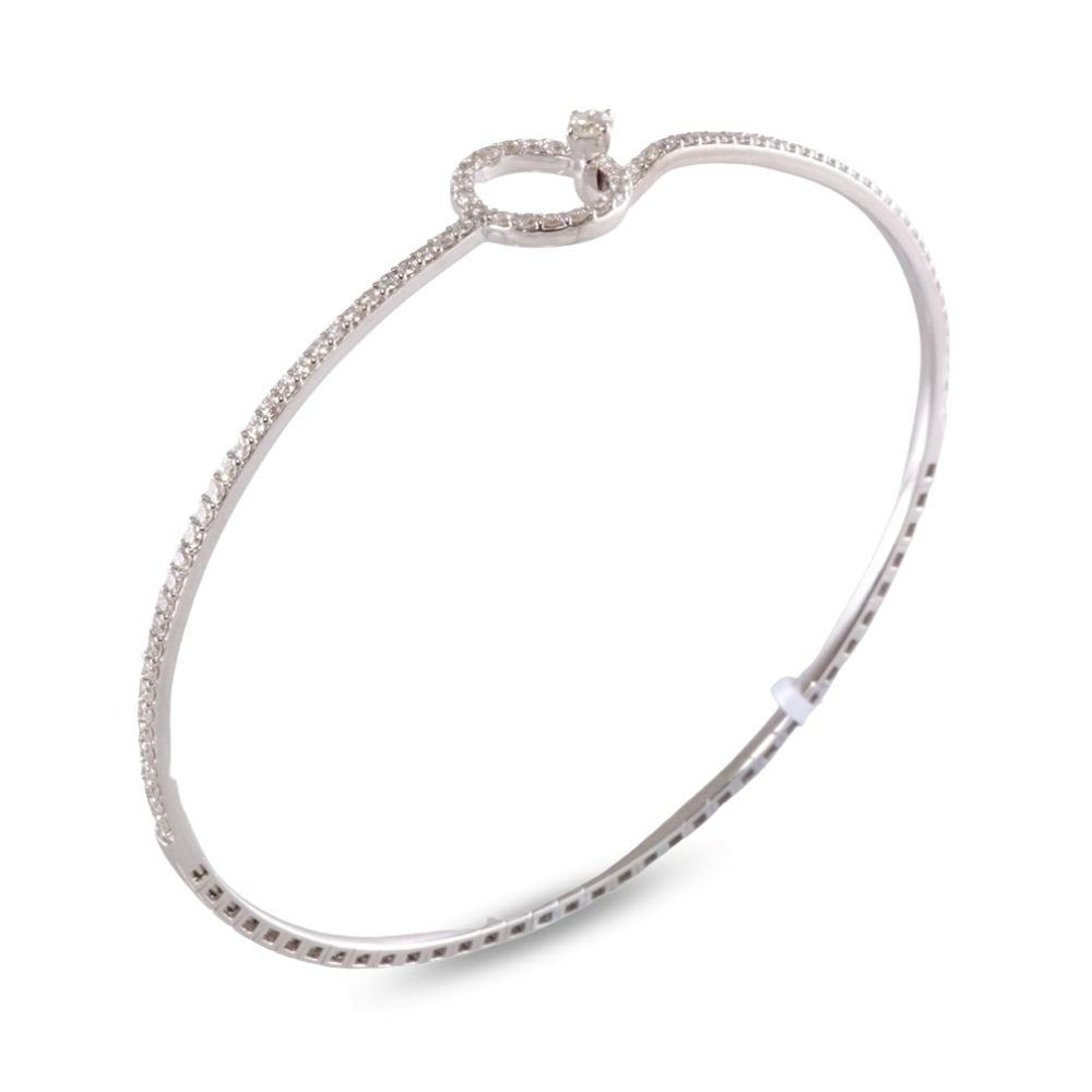 Diamond Tennis White Gold Bangle 14k image 0