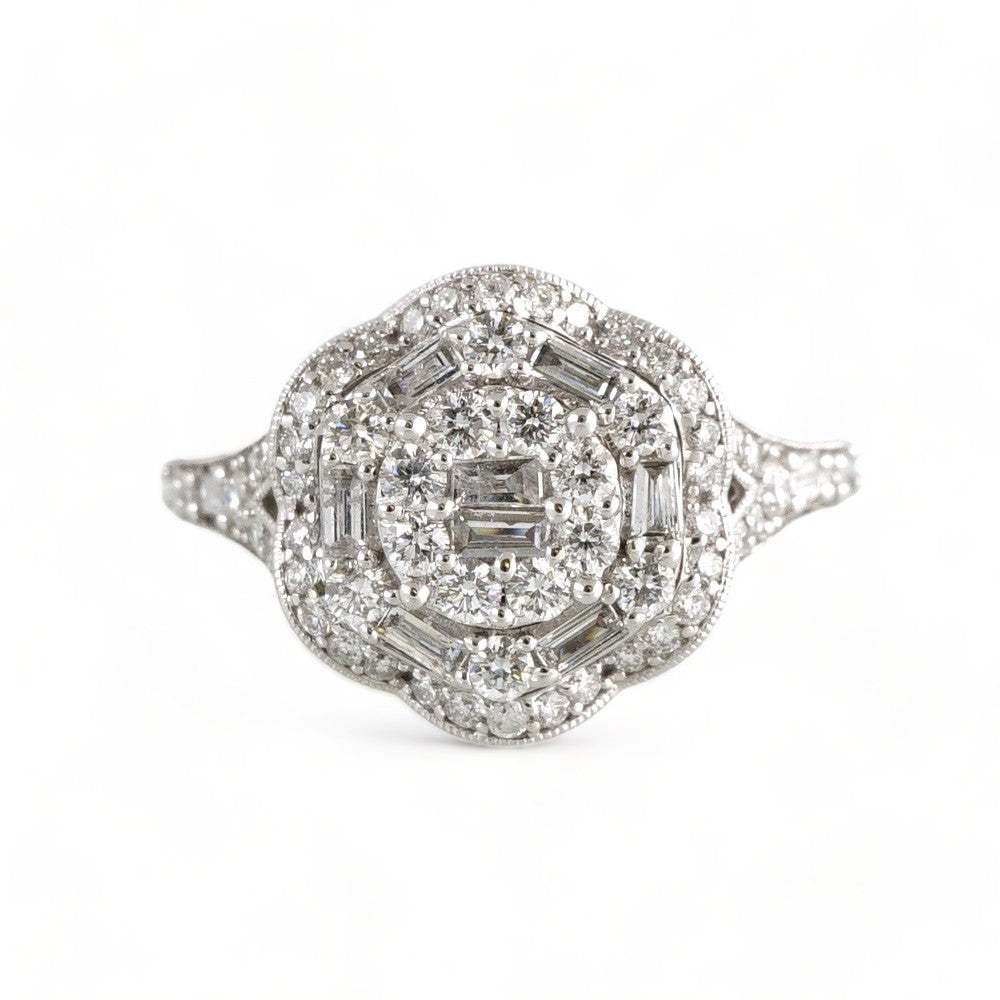 14k White Gold Diamond Round Ring image 2
