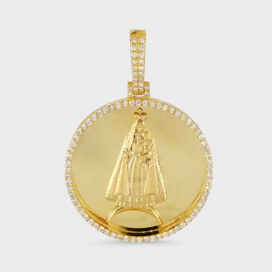 14k Yellow Gold Diamond Caridad Medal image 0