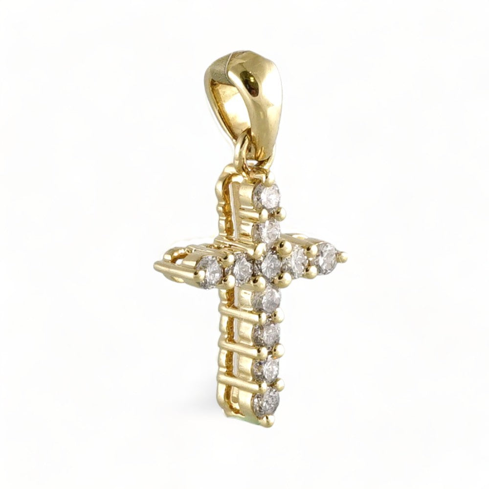 14k Yellow Gold Diamond Cross Pendant image 1