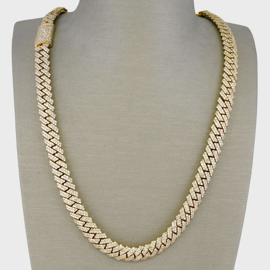 10k Yellow Gold Full Diamond Prong Setting Chain image 0