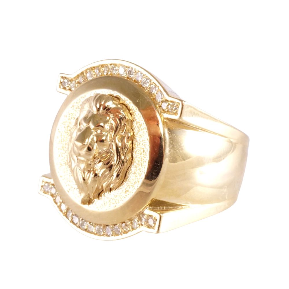 14k Yellow Gold Lion Face Ring image 1