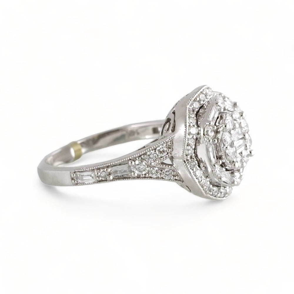 14k White Gold Diamond Round Ring image 1