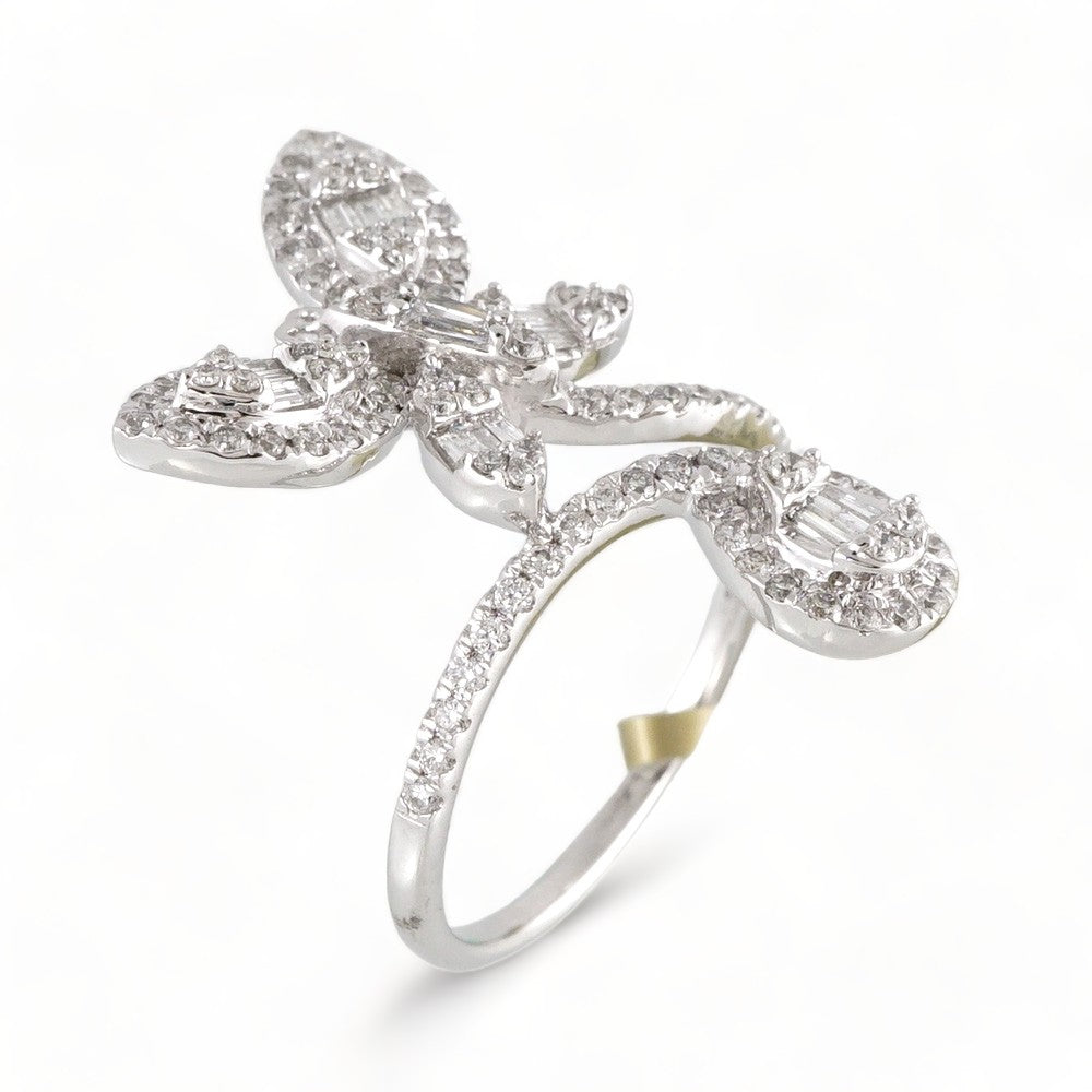 14k White Gold Diamond Butterfly Ring image 0