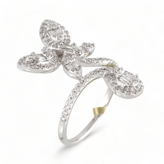 14k White Gold Diamond Butterfly Ring image 0