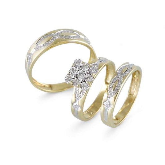 10k Yellow Gold Diamond Trio Ring Set image 0