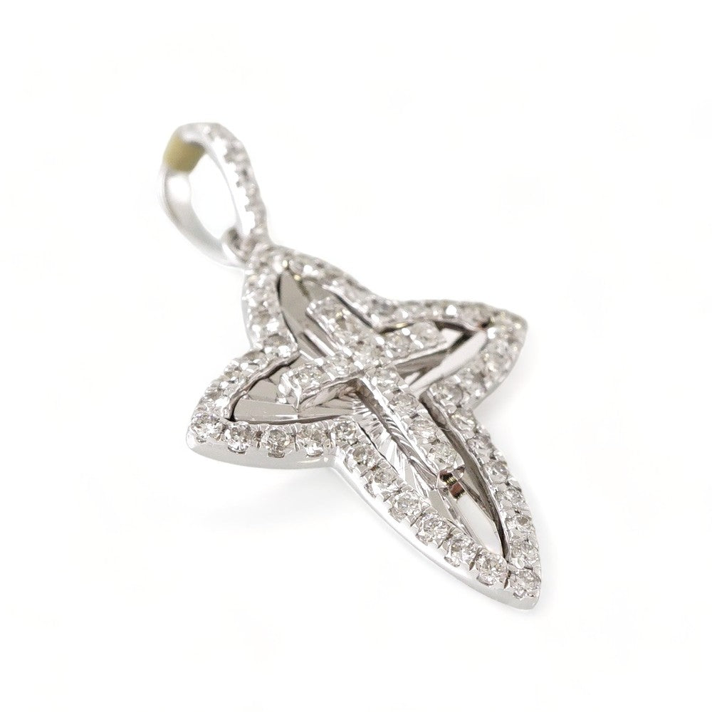 10k White Gold Diamond Cross Charm image 1