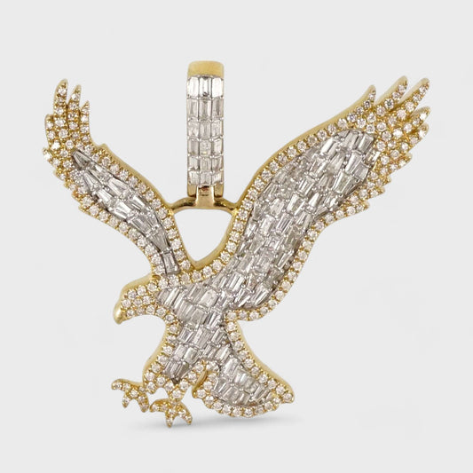 10k Yellow Gold Full Diamond Eagle Pendant image 0