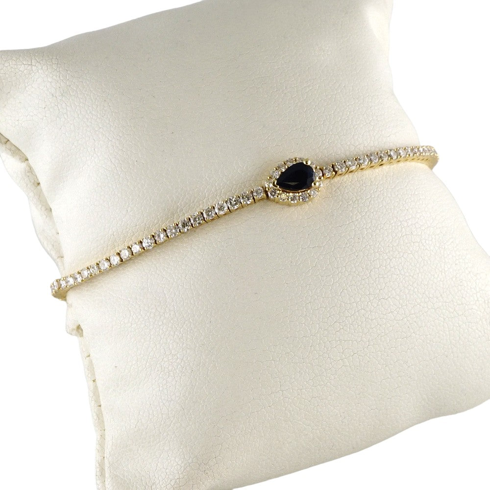 14k Yellow Gold Diamond Blue Almond Bracelet image 1