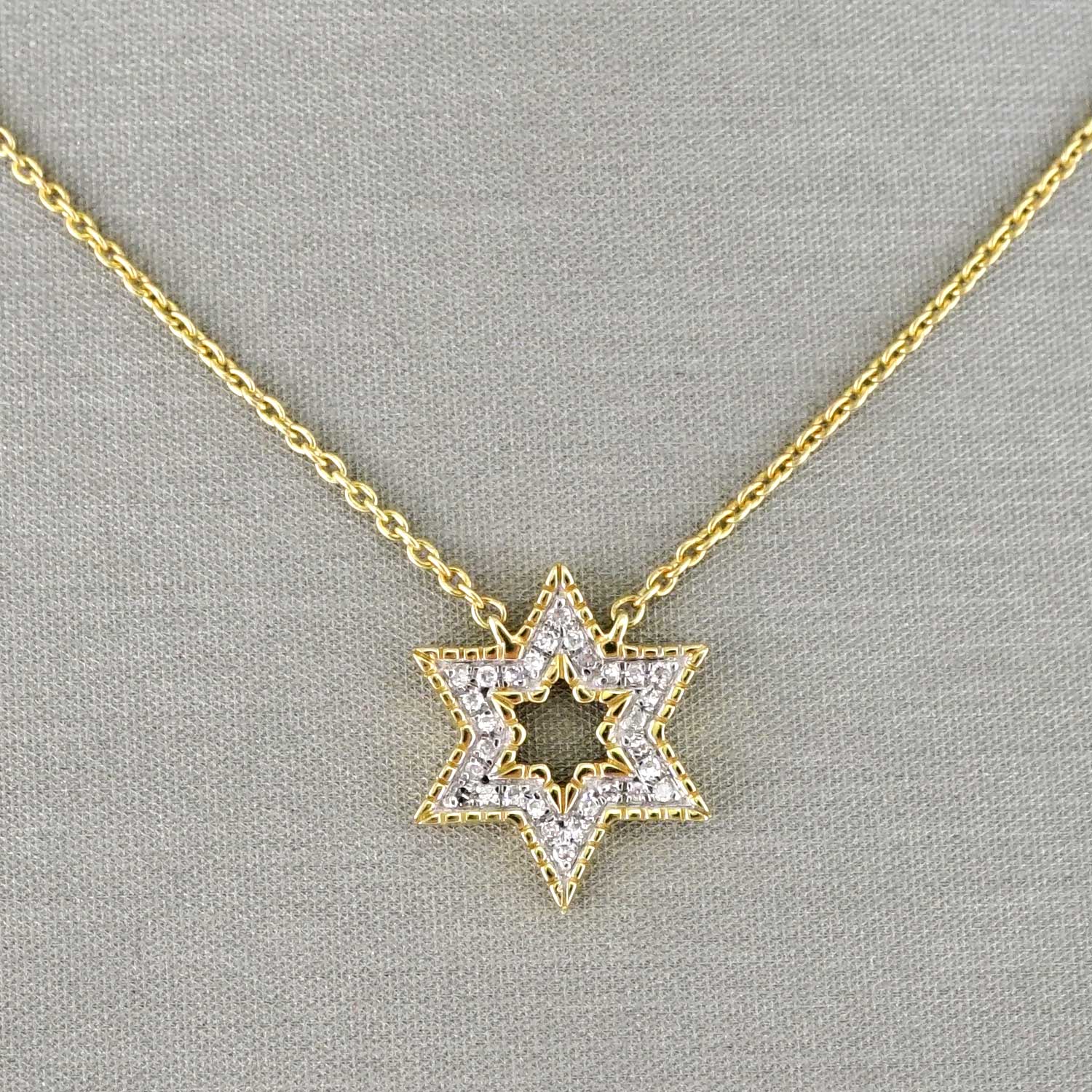 14k Yellow Gold Star of David Chain image 0