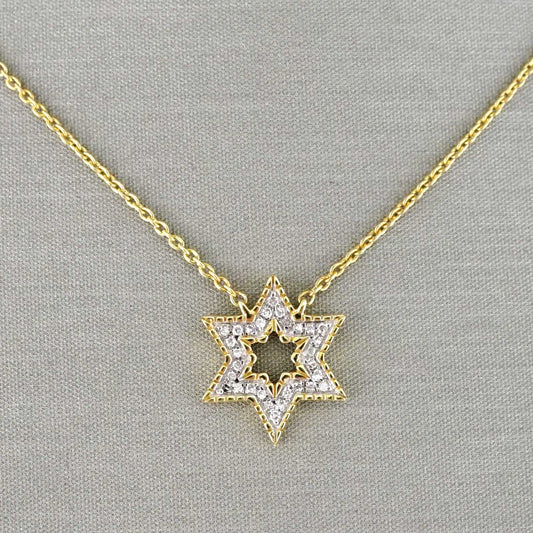 14k Yellow Gold Star of David Chain image 0