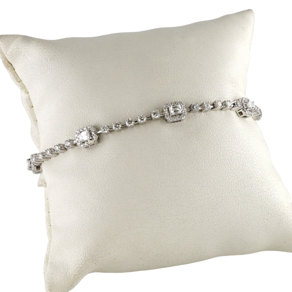 14k White Gold Diamond Square Counts Bracelet image 1