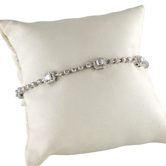 14k White Gold Diamond Square Counts Bracelet image 1