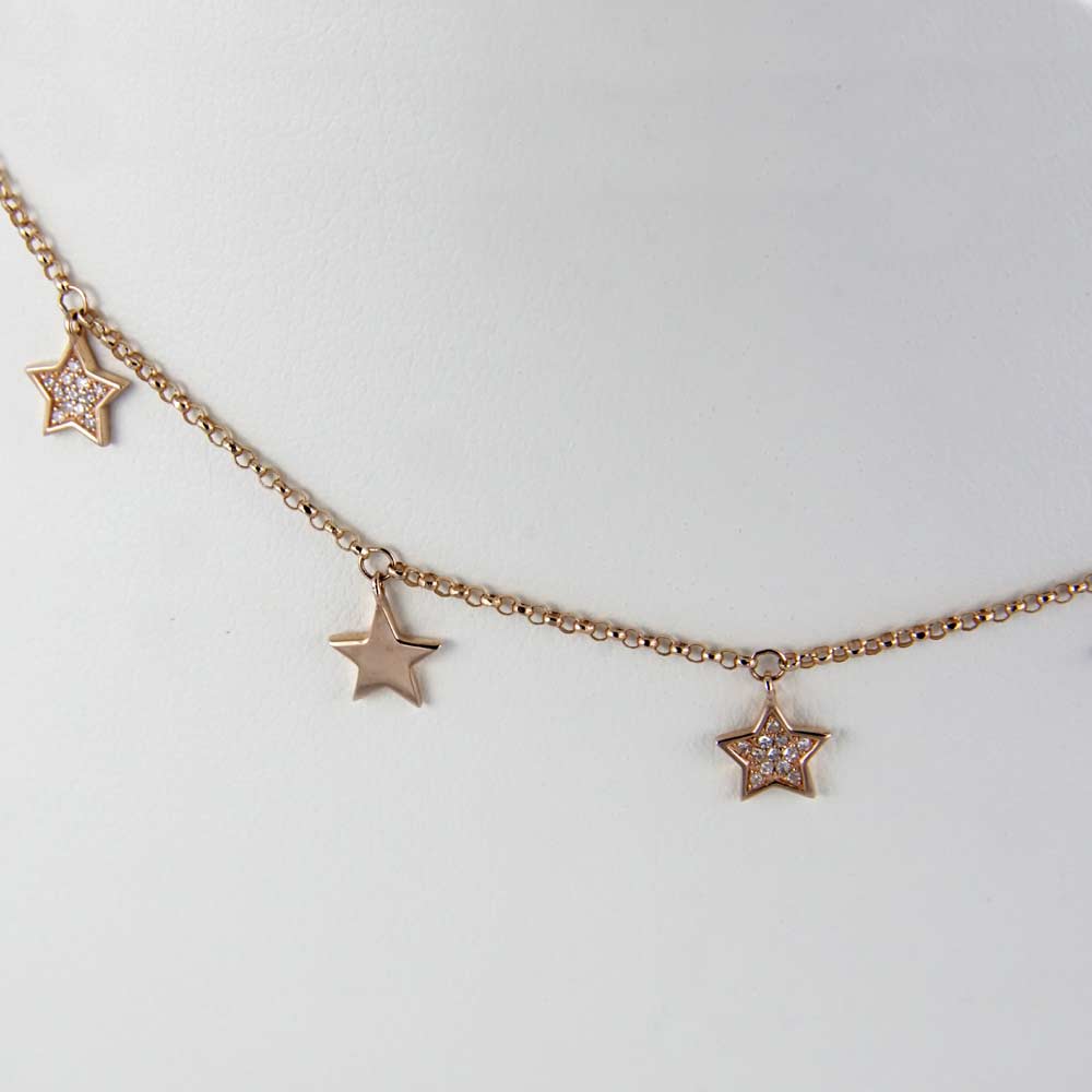 14k Gold Diamond Star Lady Chain image 1