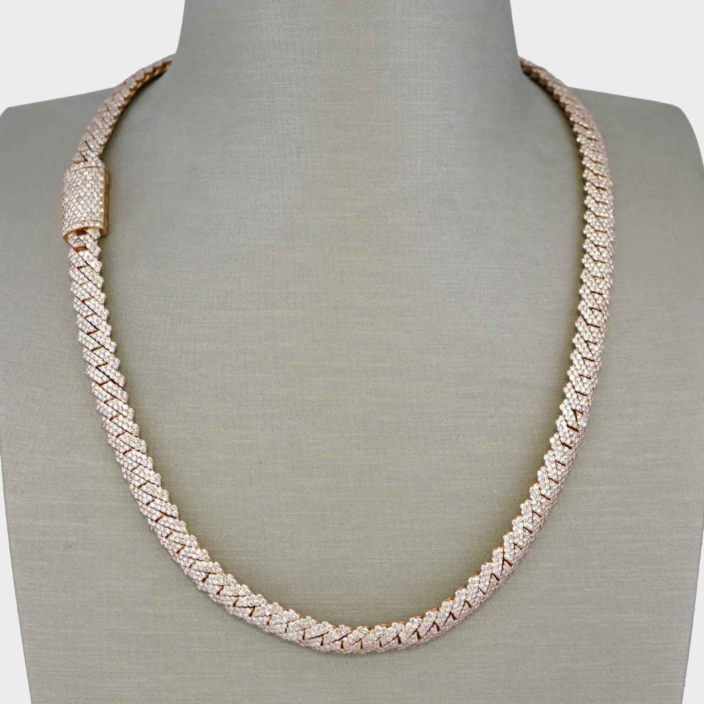 10k Yellow Gold Full Diamond Prong Setting Chain image 0