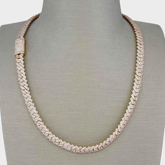 10k Yellow Gold Full Diamond Prong Setting Chain image 0