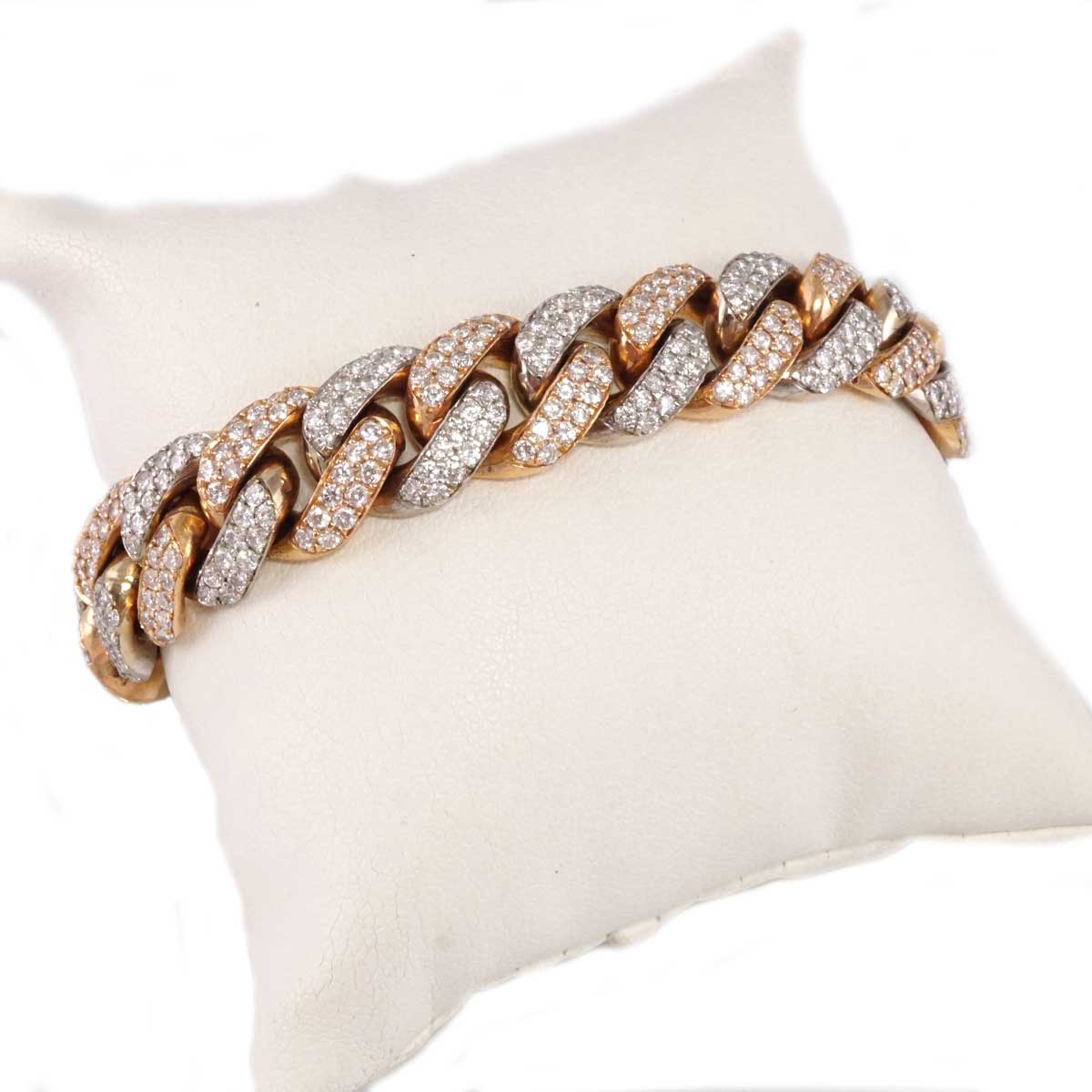 14k Gold Diamond Two Colors Cuban Link Bracelet image 2