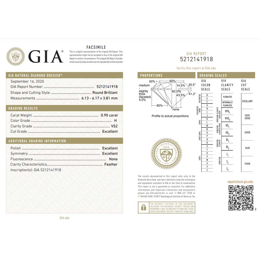 0.90 Carat Round Brilliant Natural Diamond