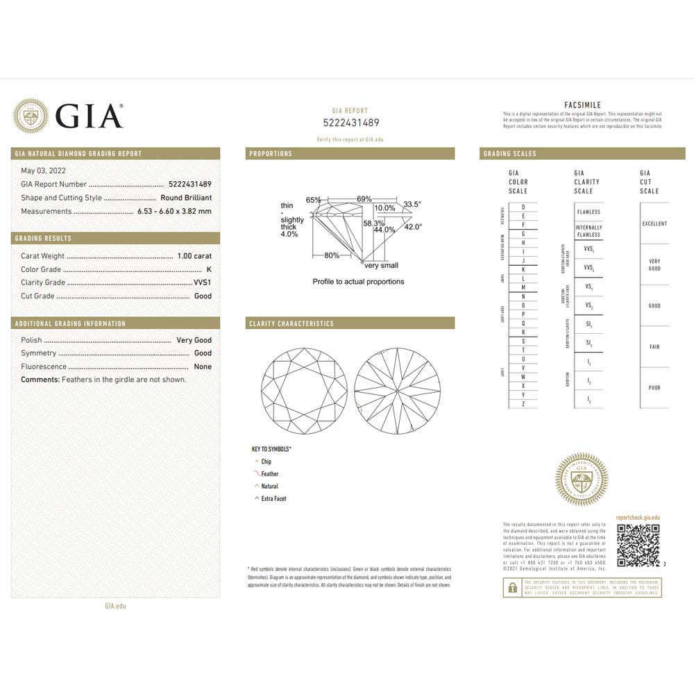 1.00 Carat Round Brilliant Natural Diamond
