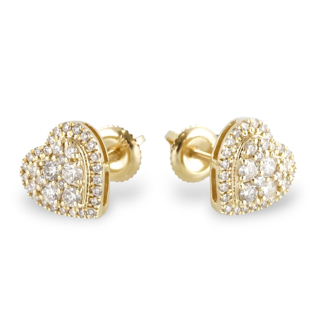 14k Gold Diamond Heart Stud Earrings image 2