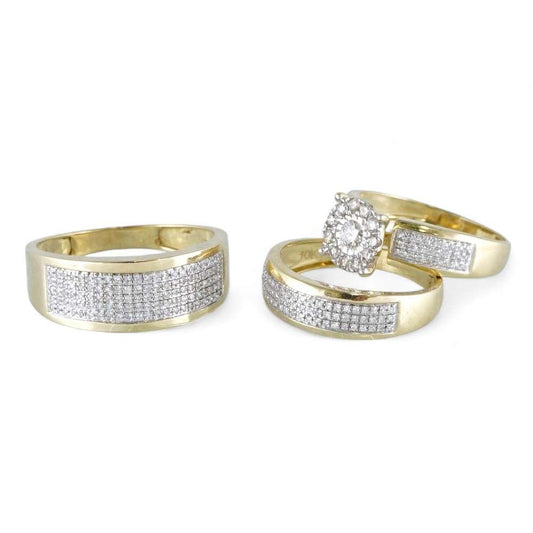 10k Yellow Gold Diamond Engagement Ring Set image 1