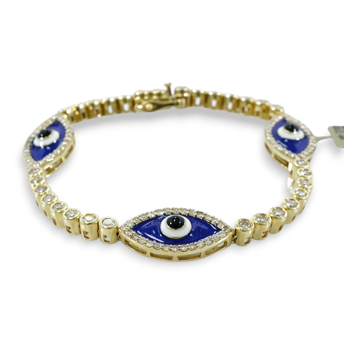 14k Yellow Gold Diamond Blue Eye Bracelet image 0