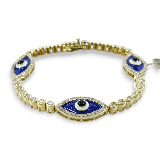 14k Yellow Gold Diamond Blue Eye Bracelet image 0