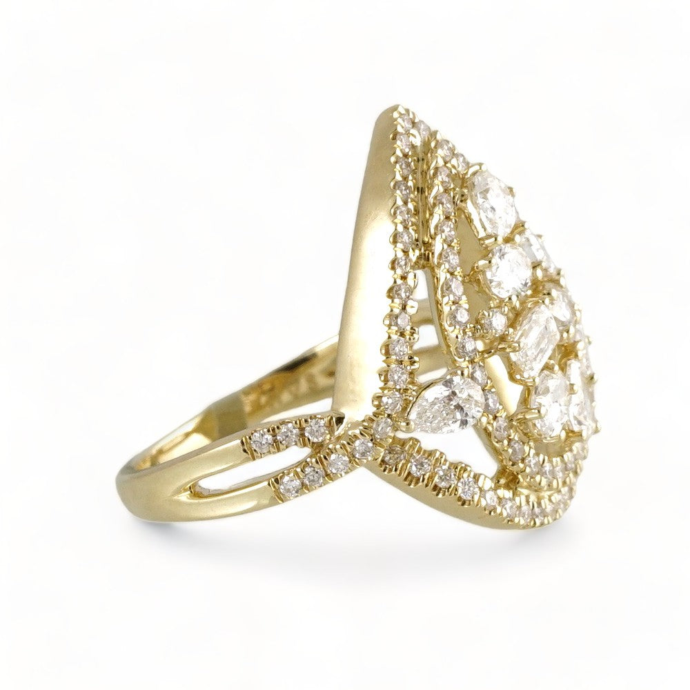 14k Gold Diamond Almond Ring image 1