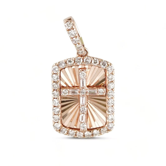 10k Rose Gold Diamond Cross Charm Pendant image 0