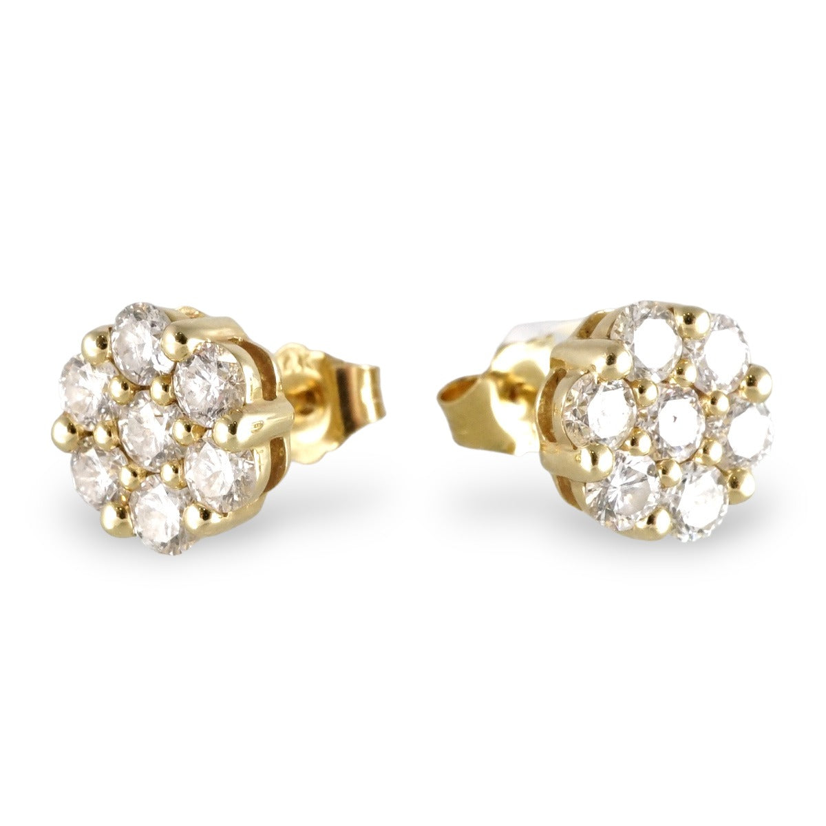14k Gold Diamond Round Stud Earrings image 2