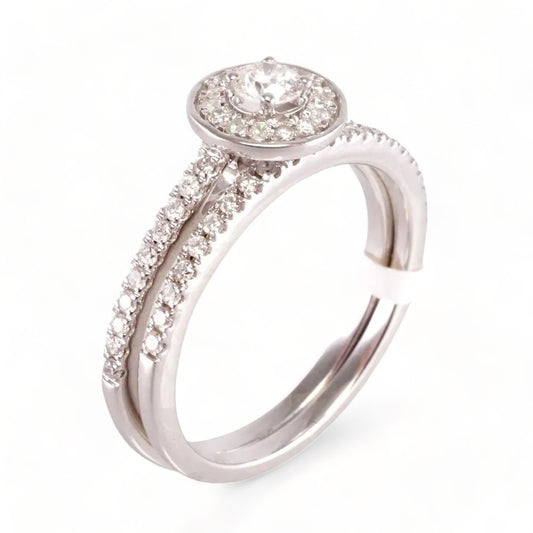 Diamond White Gold Engagement Duo Set Ring 14k image 0