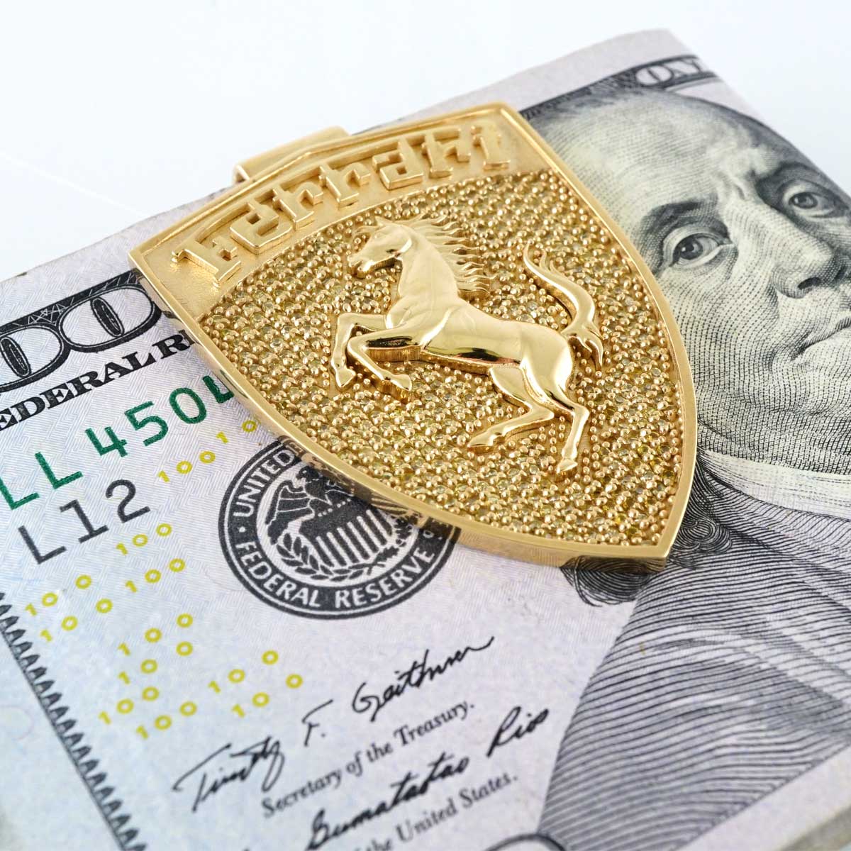 14k Yellow Gold Diamond Ferrari Money Clip image 0
