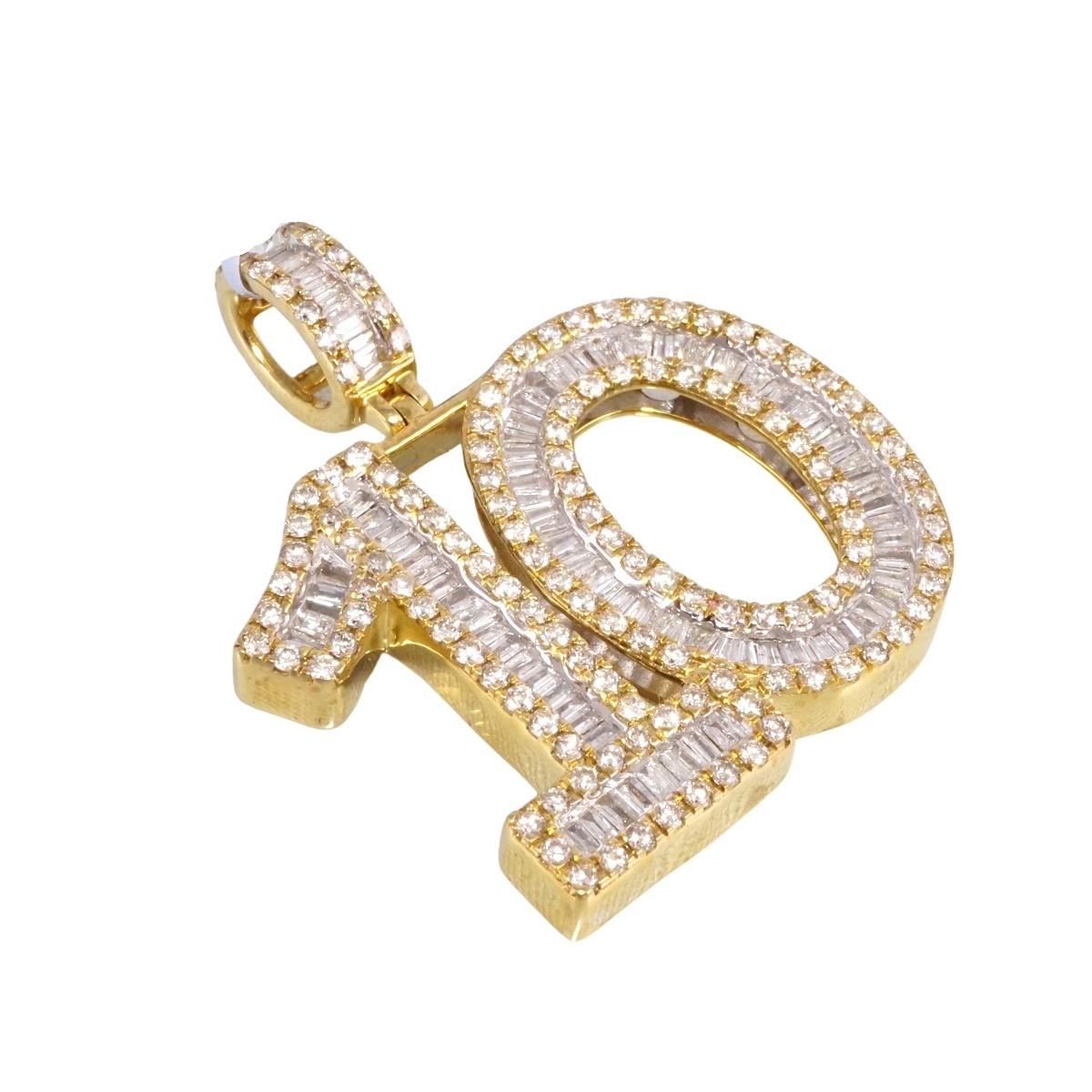 Diamond Number 10 Gold Charm 10k image 1