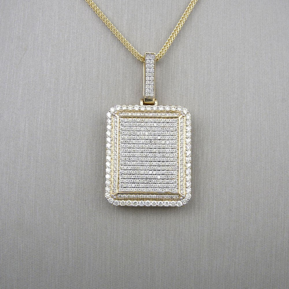 14k Diamond Square Gold Pendant image 1