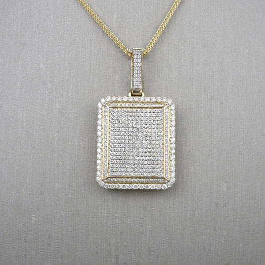 14k Diamond Square Gold Pendant image 1