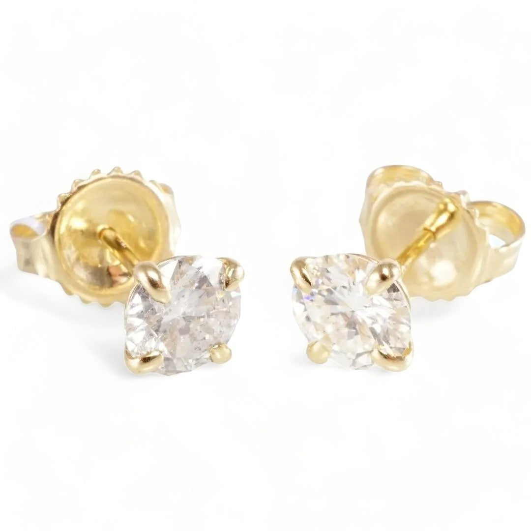 14k Yellow Gold Diamond Studs image 0