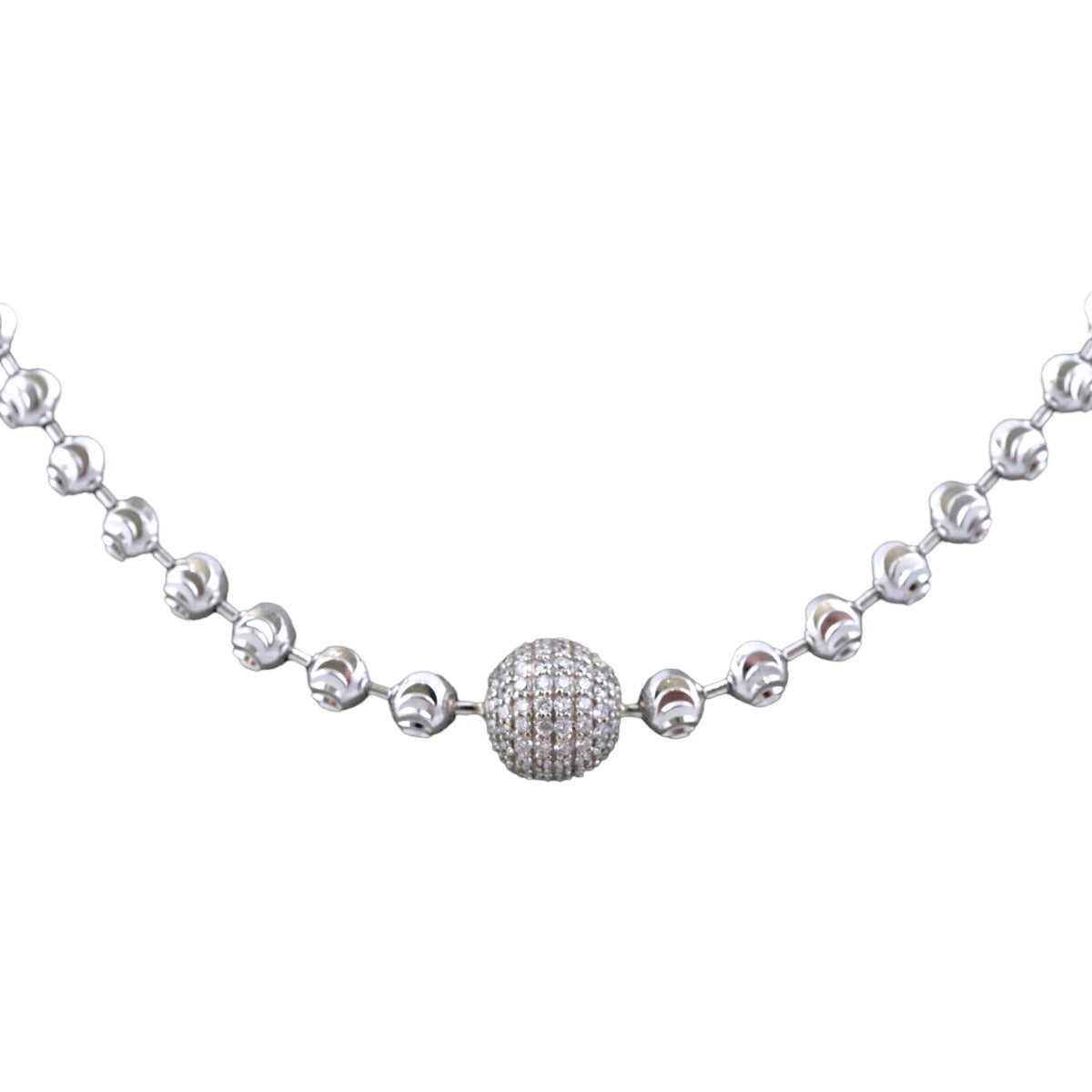 Unisex 14k White Gold Ball Chain image 2