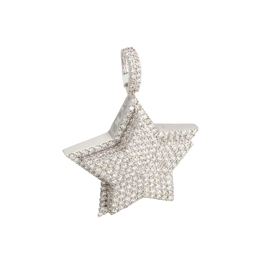 14k White Gold Diamond Star Pendant image 0
