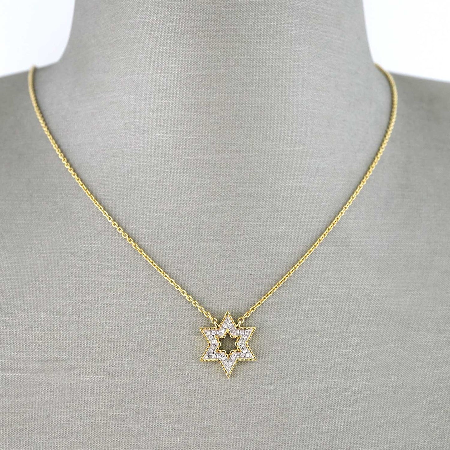 14k Yellow Gold Star of David Chain image 1