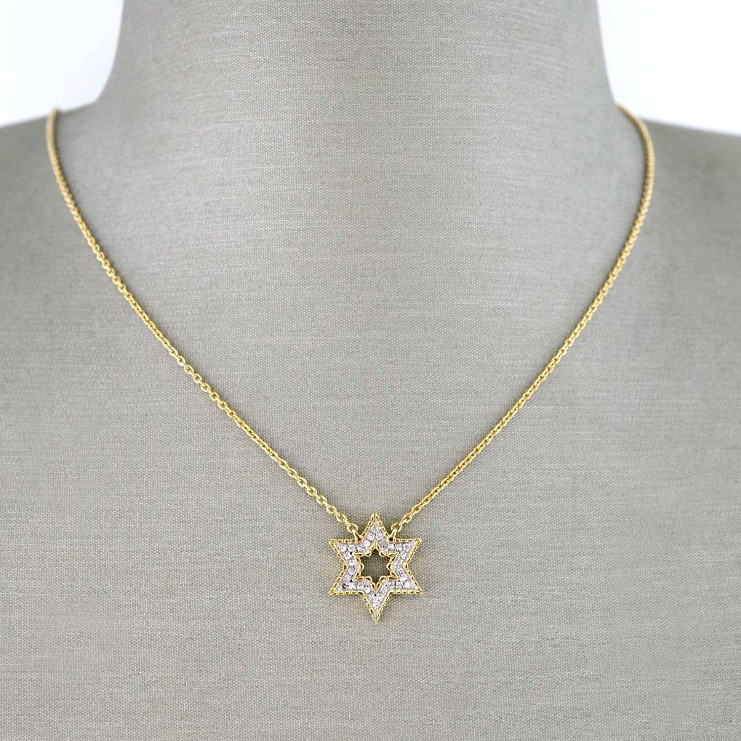 14k Yellow Gold Star of David Chain image 1