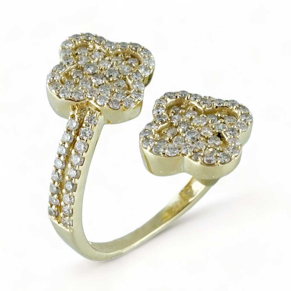 14k Yellow Gold Diamond Flower Ring image 0