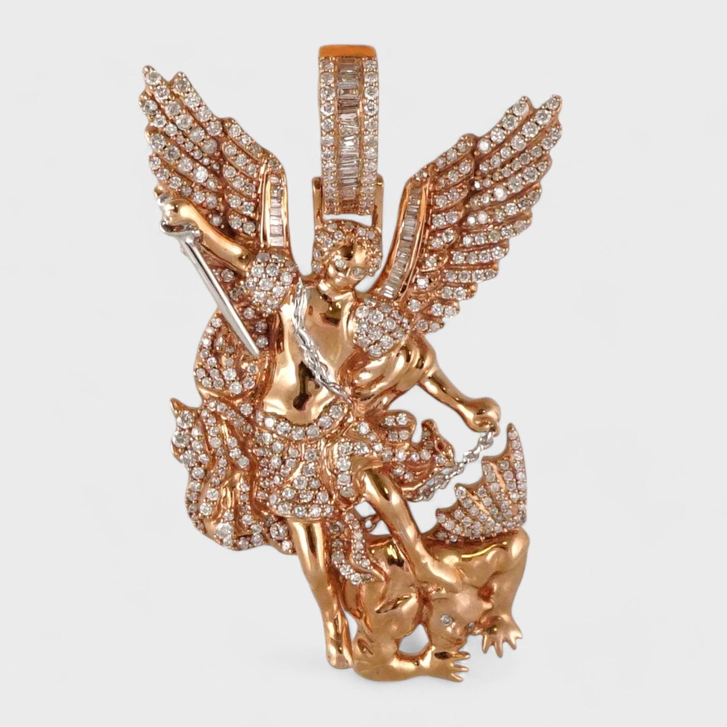 14k Rose Gold Diamond Archangel Pendant image 0