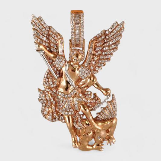 14k Rose Gold Diamond Archangel Pendant image 0