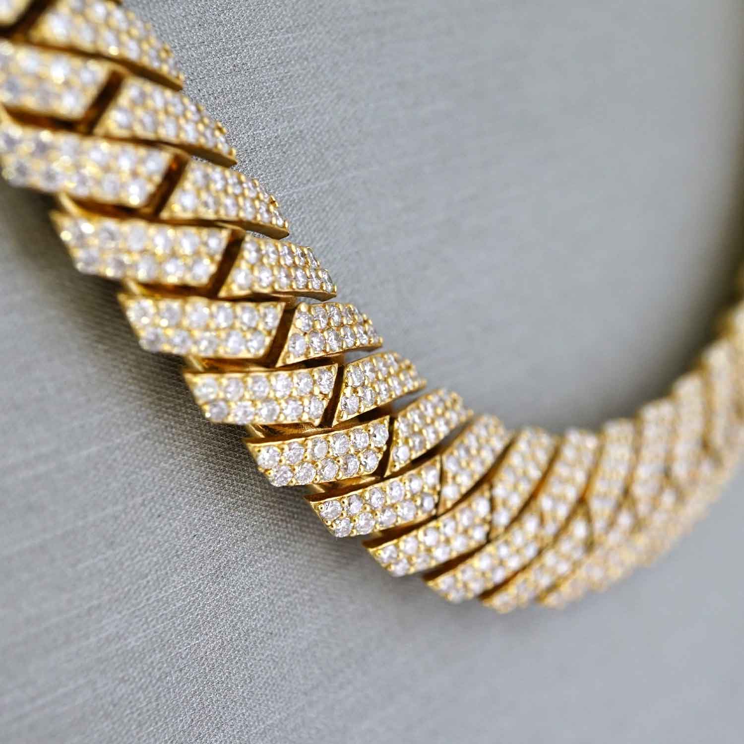 10k Yellow Gold Full Diamond Prong Setting Chain image 1