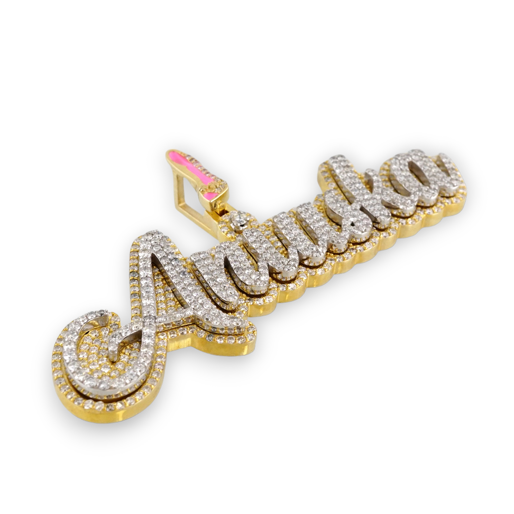 14k Yellow Gold Diamond Custom Name Pendant image 2
