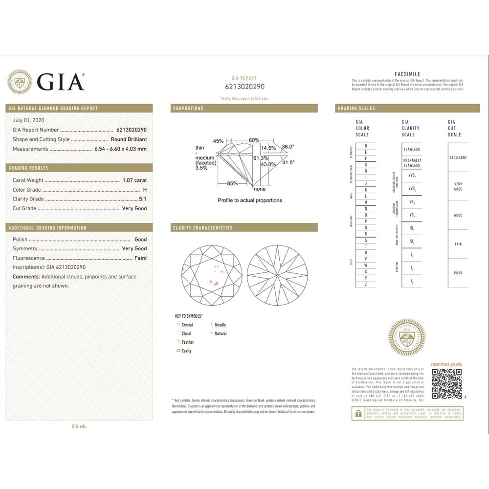 1.07 Carat Round Brilliant Natural Diamond