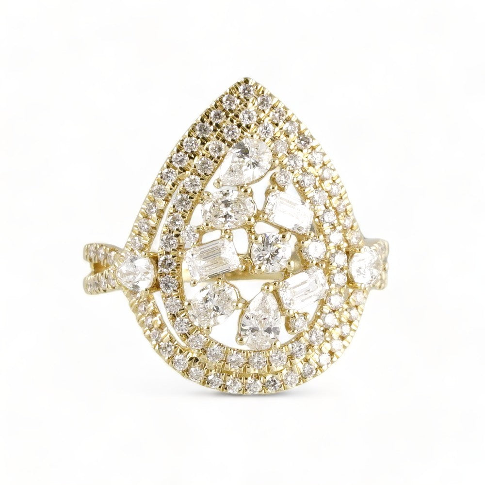 14k Gold Diamond Almond Ring image 2
